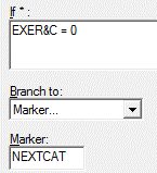 Skip Instruction to NEXTCAT Marker example