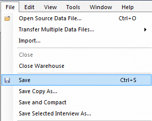  Warehouse File|Save Menu option