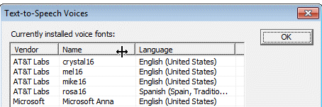 Text-to-Speech Voices box in ACASI module