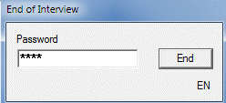 ACASI End of Interview Password box