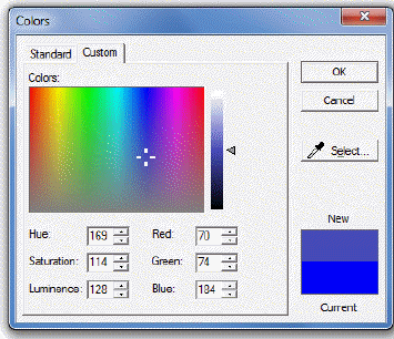 CAPI Custom Color Palette options box