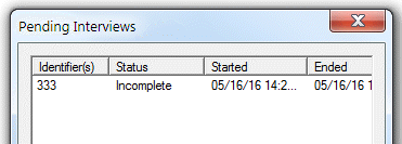 Pending Interviews dialog box