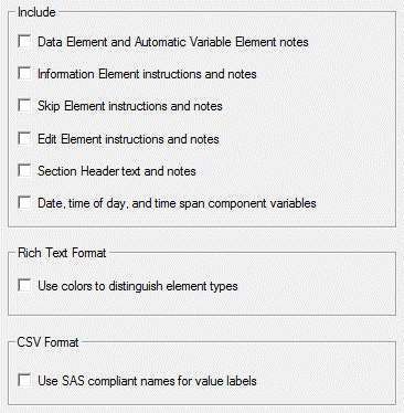 Build|Codebook Include Options