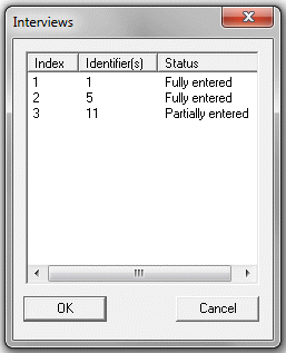 Data Entry Interview|Select window