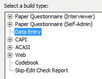 Build Type box, Data Entry 