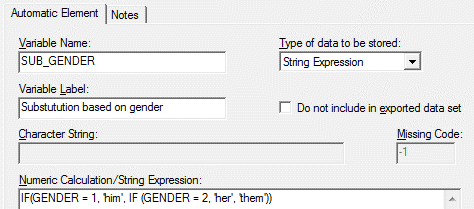 String Expression Automatic Variable example