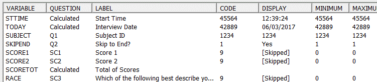  Preview Mode response values listing