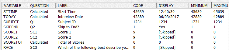  Preview Mode response values listing