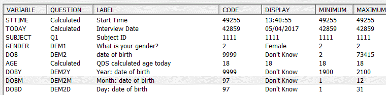  Preview Mode response values listing