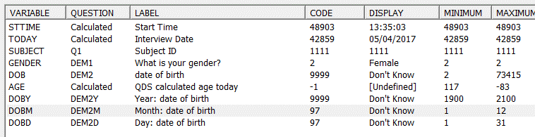  Preview Mode response values listing