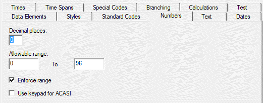 Data Defaults Number Tab