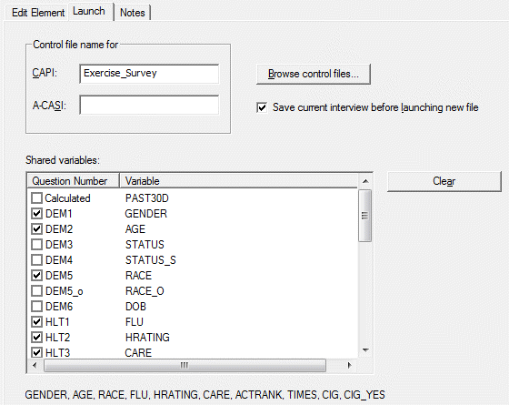 Edit Element Launch Tab