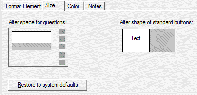 Format Element: Size Tab