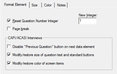 Format Element Tab