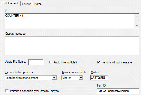 Edit Element Loop Back to last question example