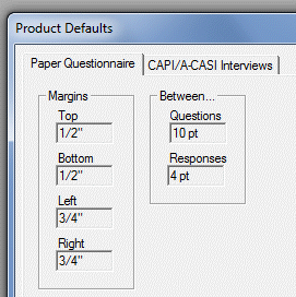 Product Options Paper Questionnaire