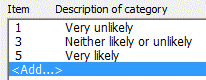 Response Card Rating description of category box