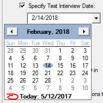 Specify Test Interview Date box 