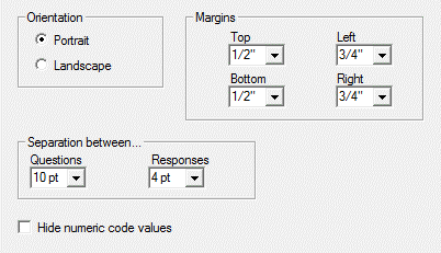 Build|Questionnaire layout options