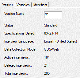 View|Versions, Standard Version Details