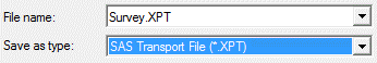 Export SAS Transport file dialog box