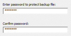 Key Exchange backup file password box