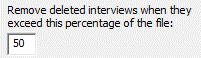 Tools|Options, Remove Deleted Interviews when they exceed this percentage of the file box
