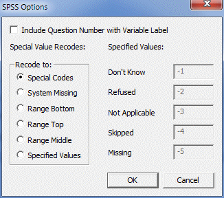 SPSS options box