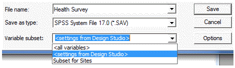 Export Dialog box, Variable subset options