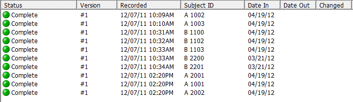 Local Warehouse window sorted by Status