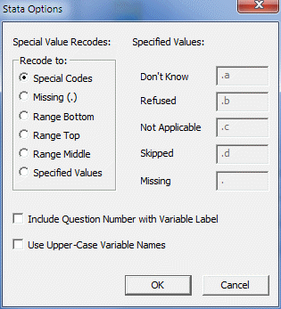 Stata Options box