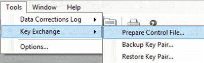 Tools|Key Exchange|Prepare Control File Menu option