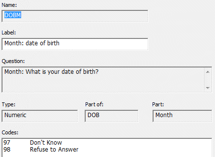 Version Details, Variables box for DOBM 