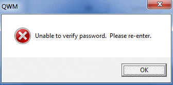 Message: "Unable to verify password. Please re-enter"