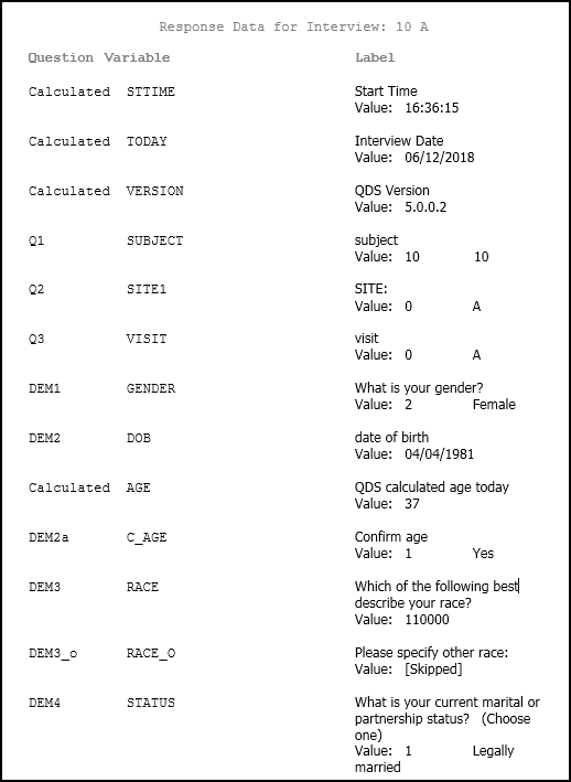 CAPI Summary Report Sample File