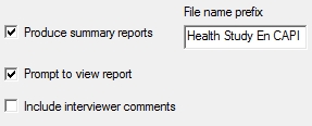 CAPI Build Summary Report options