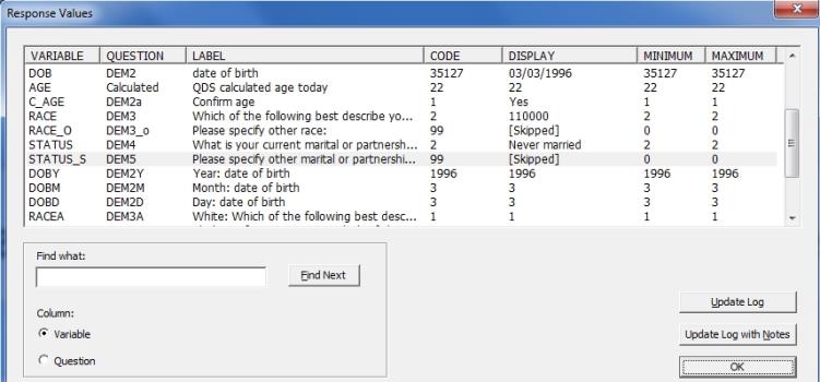 Response Values box in Preview Tool