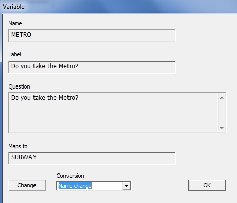 Variable dialog box