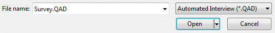 Questionnaire Data to ASCII Utility File Name dialog box