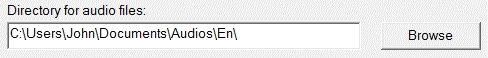 Directory for audio files box and Browse button