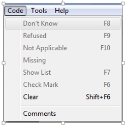 Data Entry: Code Menu