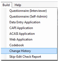 Tools Menu: Build Change History