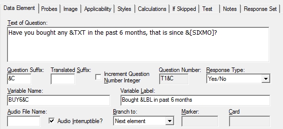 Example of a Data Element for use in a Table Element